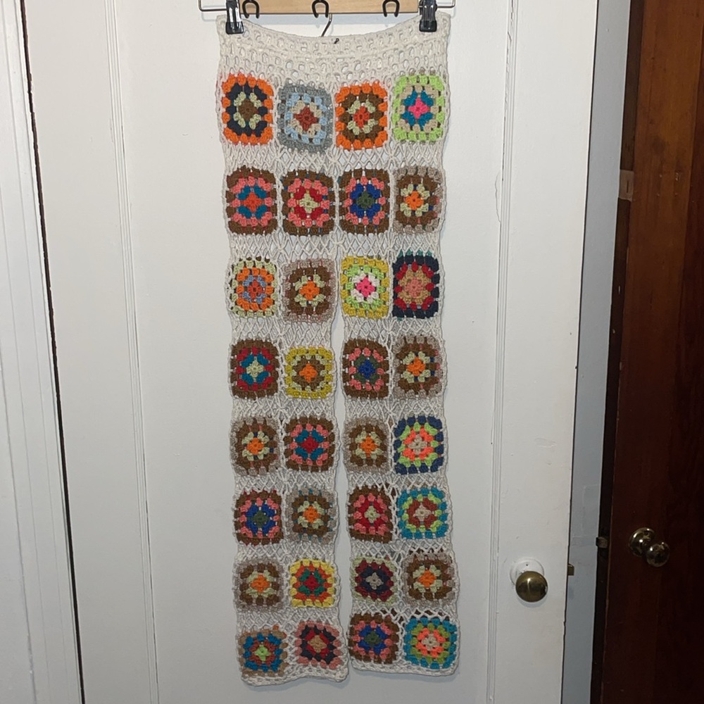 Handmade Granny Square Crochet Boho Hippie pants - Picture 7 of 12